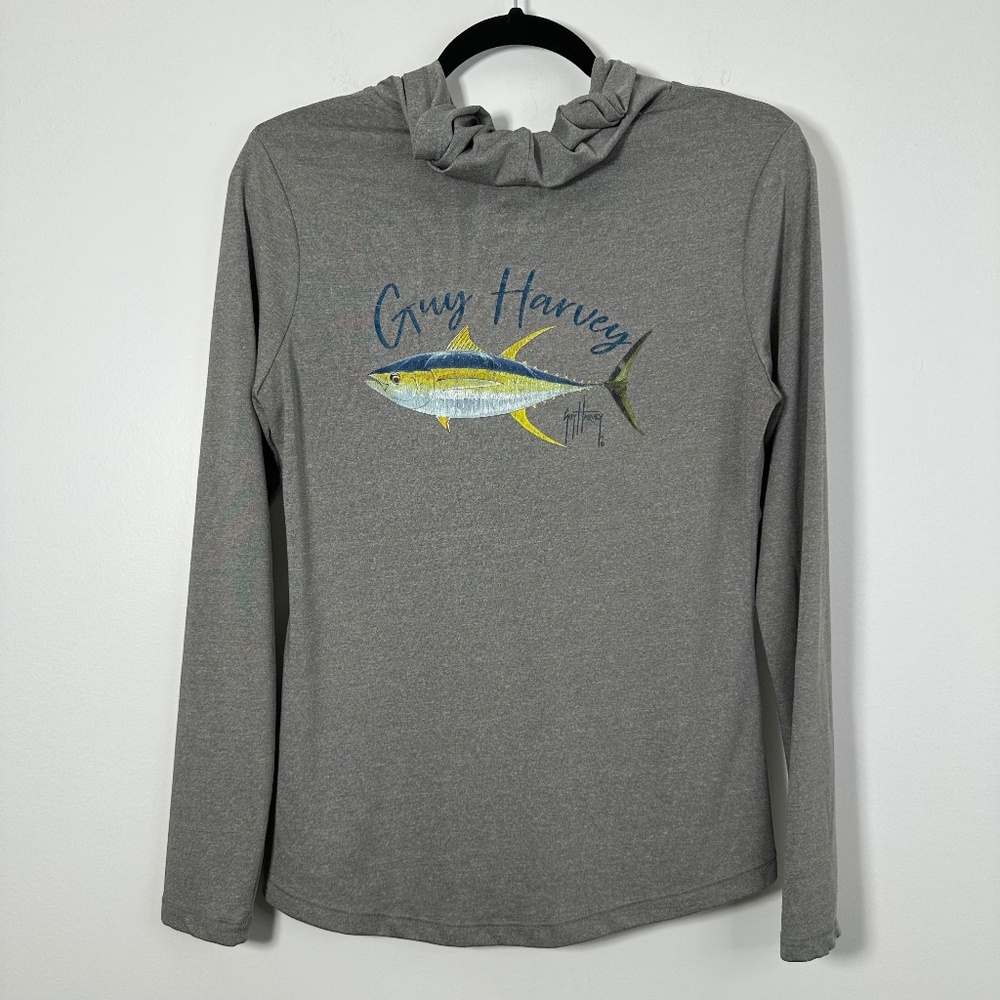 Guy Harvey Men's Small Performance Long Sleeve Hoodie Used Yellowfin Tuna